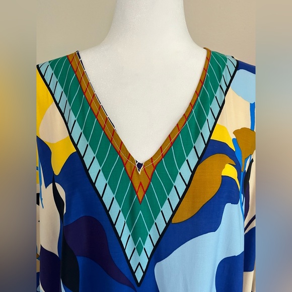 Blue Tropical Pattern Kaftan - Picture 4 of 7